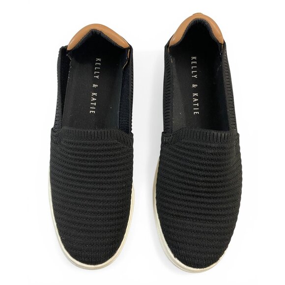 Kelly & Katie Black Knit Slip On Sneakers Womens Size 7M Casual Comfort Shoes - Picture 4 of 10